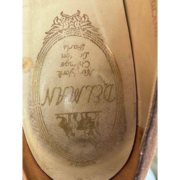 50s Delman VTG Brown Suede Ladies Pump Wood Heel Made in England Suede Sz 7-7.5 - Picture 10 of 11